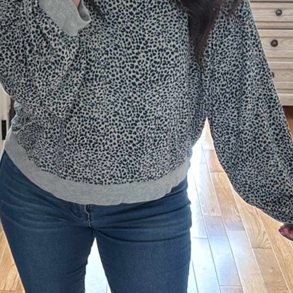 Gray Leopard Print Sweater